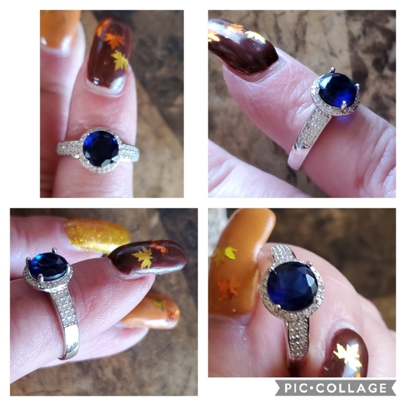 Genuine 3ct Round Blue Sapphire Blue Sapphire Ring Size 8 - Picture 4 of 8